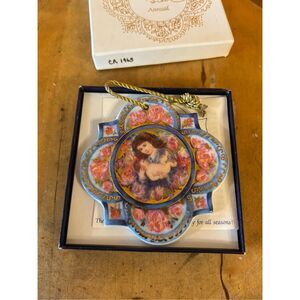 Edna Hibel 1992 Christmas Rose 4” Porcelain Ornament 2nd In Series COA #1465 Box